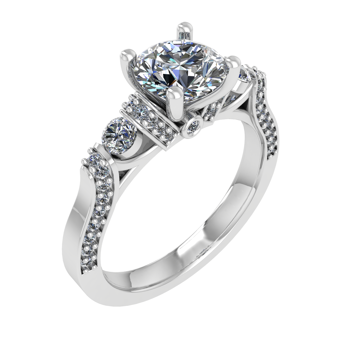 ACCENTED CATHEDRAL 6.50mm ROUND ENGAGEMENT RING